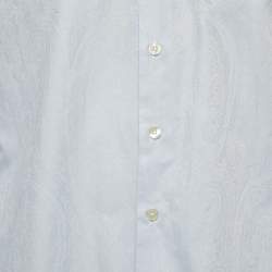 مملوكة مسبقًا Etro Blue Paisley Patterned Cotton Button Front Full Sleeve Shirt M