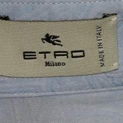 مملوكة مسبقًا Etro Blue Paisley Patterned Cotton Button Front Full Sleeve Shirt M