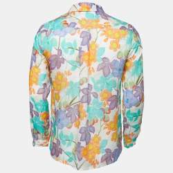 Pre Owned Etro Multicolor Printed Ramie Button Front Full Sleeve Shirt S