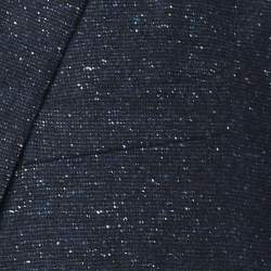 Pre Owned Etro Navy Blue Patterned Wool Blend Single Breasted Blazer L