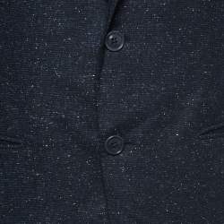 Pre Owned Etro Navy Blue Patterned Wool Blend Single Breasted Blazer L