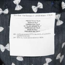 مملوكة مسبقًا Etro Navy Blue Bow Pasta Printed Cotton Shirt L