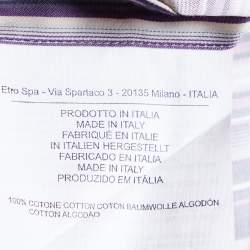 Pre Owned Etro Purple Striped Cotton Button Front Shirt L