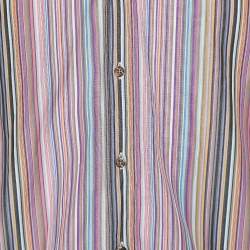 Pre Owned Etro Pink Striped Cotton Button Front Shirt M