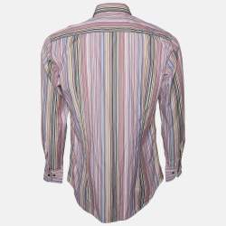 Pre Owned Etro Pink Striped Cotton Button Front Shirt M