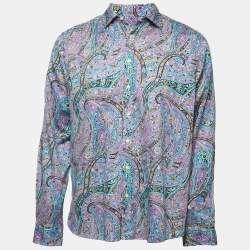 مملوكة مسبقًا Etro Multicolor Paisley Print Cotton Button Front Full Sleeve Shirt L