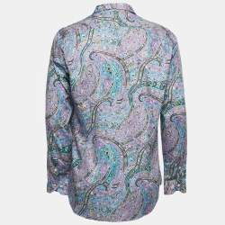 مملوكة مسبقًا Etro Multicolor Paisley Print Cotton Button Front Full Sleeve Shirt L