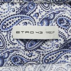 Pre Owned Etro Blue Paisley Print Cotton Button Front Full Sleeve Shirt XXL