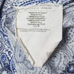 Pre Owned Etro Blue Paisley Print Cotton Button Front Full Sleeve Shirt XXL
