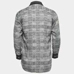 Etro Grey Print Cotton Button Front Full Sleeve Shirt M