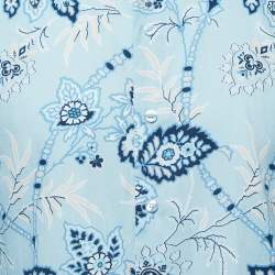 Pre Owned Etro Light Blue Floral Print Cotton Button Front Full Sleeve Shirt M
