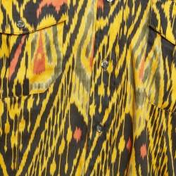 Pre Owned Etro Vintage Yellow Abstract Print Cotton Button Front Full Sleeve Shirt XL