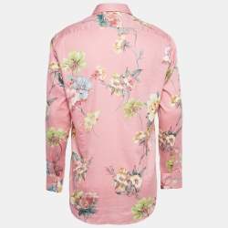 Pre Owned Etro Pink Floral Printed Cotton Shirt L