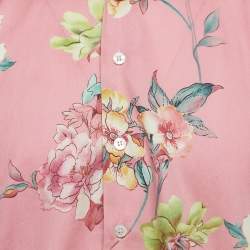 Pre Owned Etro Pink Floral Printed Cotton Shirt L