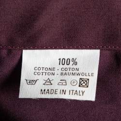 Pre Owned Etro Purple Cotton Velvet Detail Long Sleeve Shirt XXL