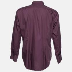 Etro Purple Cotton Velvet Detail Long Sleeve Shirt XXL
