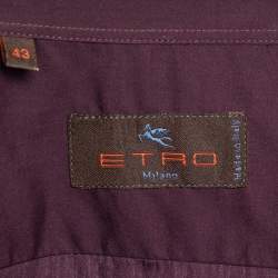Pre Owned Etro Purple Cotton Velvet Detail Long Sleeve Shirt XXL