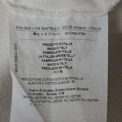 Pre Owned Etro White Embroidered Cotton Polo T-Shirt S