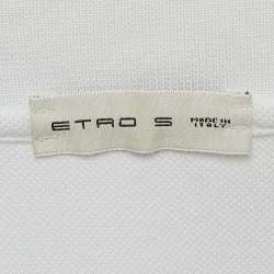 Pre Owned Etro White Embroidered Cotton Polo T-Shirt S