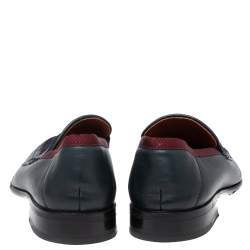 Etro Tri-Color Leather and Fabric Twisted Strap Loafers Size 40