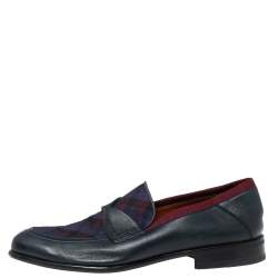 Etro Tri-Color Leather and Fabric Twisted Strap Loafers Size 40