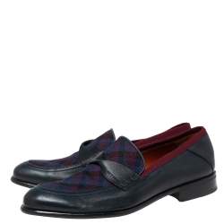 Etro Tri-Color Leather and Fabric Twisted Strap Loafers Size 40