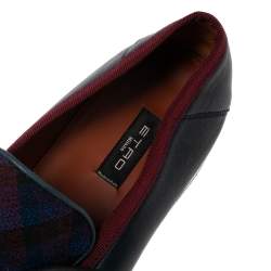 Etro Tri-Color Leather and Fabric Twisted Strap Loafers Size 40