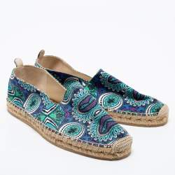Pre Owned Etro Multicolor Printed Canvas Flat Espadrilles Size 42