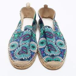 Pre Owned Etro Multicolor Printed Canvas Flat Espadrilles Size 42