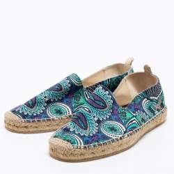 Pre Owned Etro Multicolor Printed Canvas Flat Espadrilles Size 42