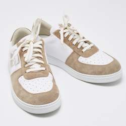 Pre Owned Etro White/Beige Leather and Suede Low Top Sneakers Size 44