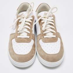 Pre Owned Etro White/Beige Leather and Suede Low Top Sneakers Size 44