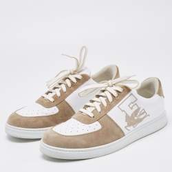 Pre Owned Etro White/Beige Leather and Suede Low Top Sneakers Size 44