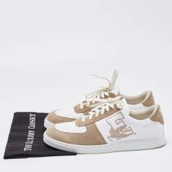 Pre Owned Etro White/Beige Leather and Suede Low Top Sneakers Size 44