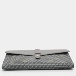 Fauré Le Page Grey Coated Canvas and Leather Express Envelope Clutch