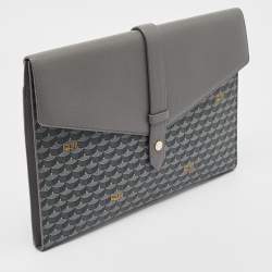Fauré Le Page Grey Coated Canvas and Leather Express Envelope Clutch