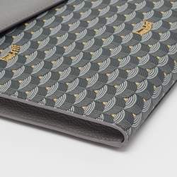 Fauré Le Page Grey Coated Canvas and Leather Express Envelope Clutch