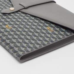Fauré Le Page Grey Coated Canvas and Leather Express Envelope Clutch