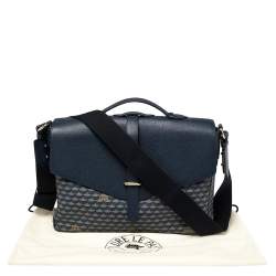 Faure Le Page Blue Coated Canvas and Leather Express 36 Messenger Bag