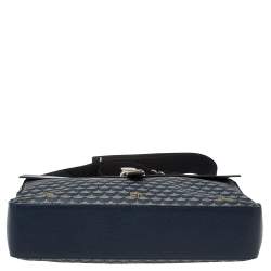 Faure Le Page Blue Coated Canvas and Leather Express 36 Messenger Bag