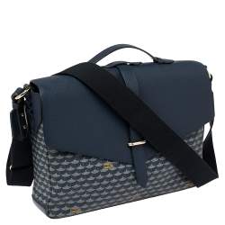 Faure Le Page Blue Coated Canvas and Leather Express 36 Messenger Bag