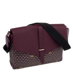 Faure Le Page Burgundy Coated Canvas And Leather Express 36 Messenger Bag