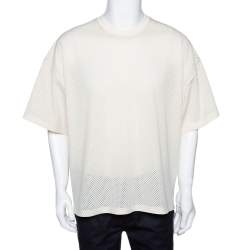 Fear of God Fifth Collection Cream Perforated Knit Oversized T Shirt S 