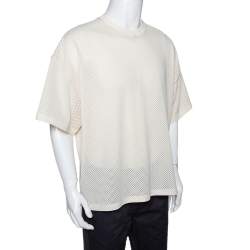 Fear of God Fifth Collection Cream Perforated Knit Oversized T Shirt S 