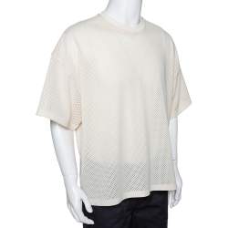 Fear of God Fifth Collection Cream Perforated Knit Oversized T Shirt S 