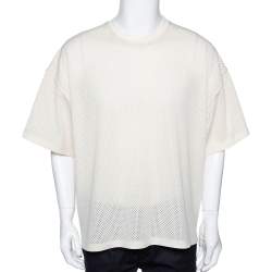 Fear of God Fifth Collection Cream Perforated Knit Oversized T Shirt S 