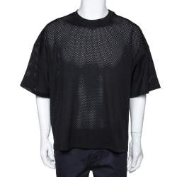 Fear of God Fifth Collection Black Perforated Knit Oversized T Shirt S 
