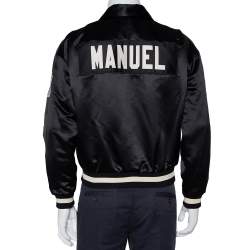 Fear of God Fifth Collection Black Satin Manuel Applique Detail Bomber Jacket S