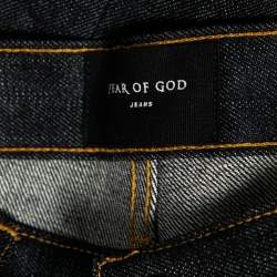 Fear of God Navy Blue Denim Zipped Hem Slim Fit Jeans M