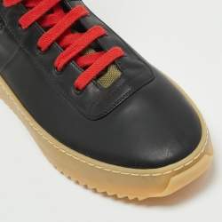 Fear Of God Green/Black Leather and Canvas Jungle High Top Sneakers Size 41